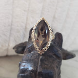10k gold Smokey quartz marquise cocktail estate ring