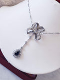 platinum Edwardian blue sapphire & diamond necklace pendant