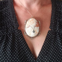 14k gold c.1920s filigree carved shell cameo brooch pendant BIG