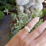 14k white gold old cut diamond three stone ring