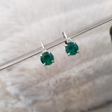 14k white gold Emerald & Diamond lever back Earrings
