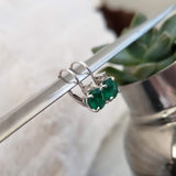 14k white gold Emerald & Diamond lever back Earrings