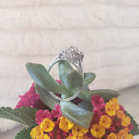 Platinum Art deco c.1920s filigree 1.43ct diamond & sapphire ring