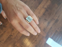 14k gold Big emerald cut Aquamarine estate Retro Ring