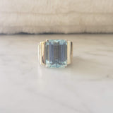 14k gold Big emerald cut Aquamarine estate Retro Ring