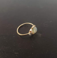 14k yellow gold opal & diamond ring
