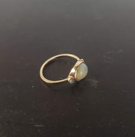 14k yellow gold opal & diamond ring