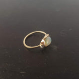 14k yellow gold opal & diamond ring