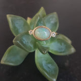 14k yellow gold opal & diamond ring