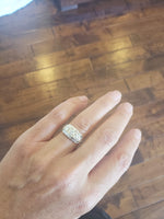 14k gold two tone diamond three stone vintage estate ring