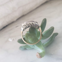 14k gold two tone diamond three stone vintage estate ring