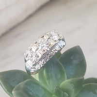 14k gold two tone diamond three stone vintage estate ring