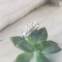 14k gold two tone diamond three stone vintage estate ring
