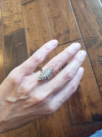 14k white gold c.40s-50s navette 15 diamond ring