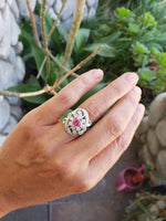 14k white Pink Sapphire & Diamond estate flower Ring