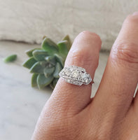 Platinum Deco c.20's diamond three stone ring