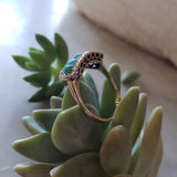 10k gold Victorian turquoise & rose cut diamond ring