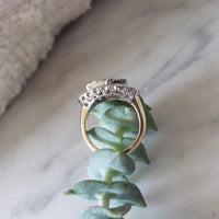 14k gold two tone diamond three stone ring