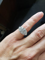 14k gold two tone diamond three stone ring