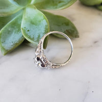18k white gold c.20's filigree diamond Engagement  Ring