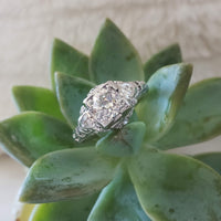 18k white gold c.20's filigree diamond Engagement  Ring