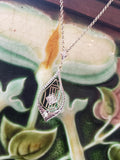 Platinum top & 14k gold c.1920's Deco engraved filigree diamond necklace pendant