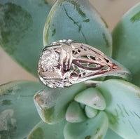 18k white gold c.1920's filigree diamond Ring