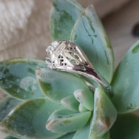 18k white gold c.1920's filigree diamond Ring