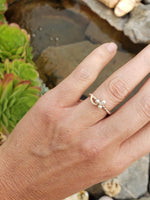 14k gold two tone rose cut diamond & pearl Edwardian CLOVER  ring