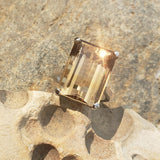 14k white gold emerald cut CITRINE cocktail ring