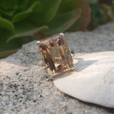 14k white gold emerald cut CITRINE cocktail ring