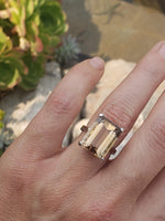 14k white gold emerald cut CITRINE cocktail ring