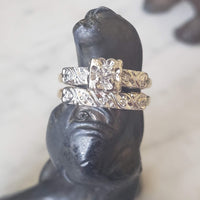 14k gold two tone vintage diamond heart motif bridal set