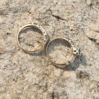 14k gold two tone vintage diamond heart motif bridal set