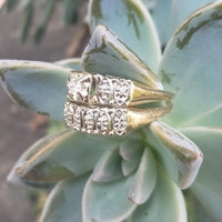 14k gold two tone vintage diamond wide Deco bridal set