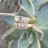 14k gold two tone vintage diamond wide Deco bridal set