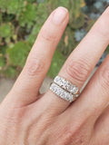 14k gold two tone vintage diamond wide Deco bridal set
