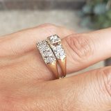 14k gold two tone vintage diamond wide Deco bridal set