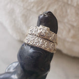 14k gold two tone vintage diamond wide Deco bridal set
