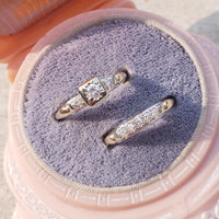 14k gold two tone vintage diamond c.40s c.50s bridal set