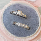 14k gold two tone vintage diamond c.40s c.50s bridal set