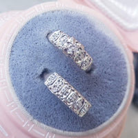 14k gold two tone vintage diamond wide Deco bridal set