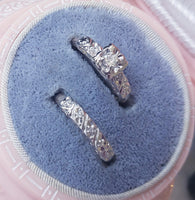 14k gold two tone vintage diamond heart motif bridal set