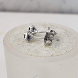 14k white gold blue sapphire and diamond halo studs
