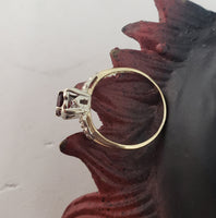 14k gold two tone Art Deco Garnet & diamond Ring