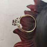 14k gold two tone Art Deco Garnet & diamond Ring