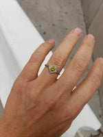 Platinum Yellow Diamond Deco style Ring