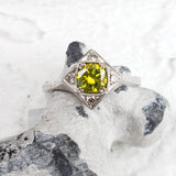 Platinum Yellow Diamond Deco style Ring
