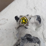 Platinum Yellow Diamond Deco style Ring