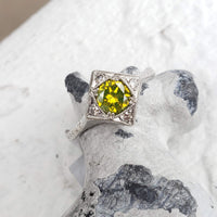 Platinum Yellow Diamond Deco style Ring